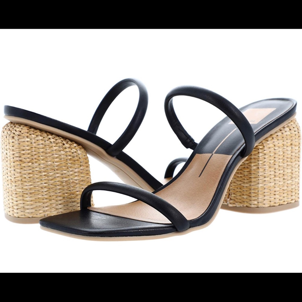 Dolce Vita Netra in Black Raffia Heel
